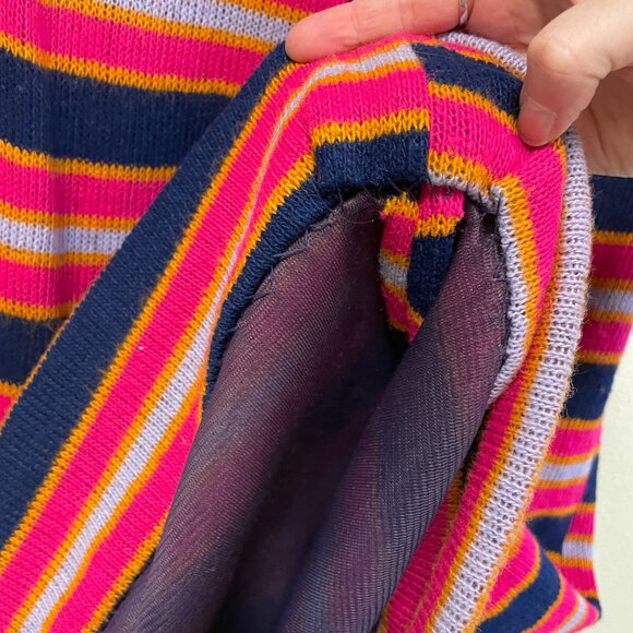 Vintage 70s Handmade Striped Mod Knit Sweater Shift Dress | Size M/L - Picture 8 of 12